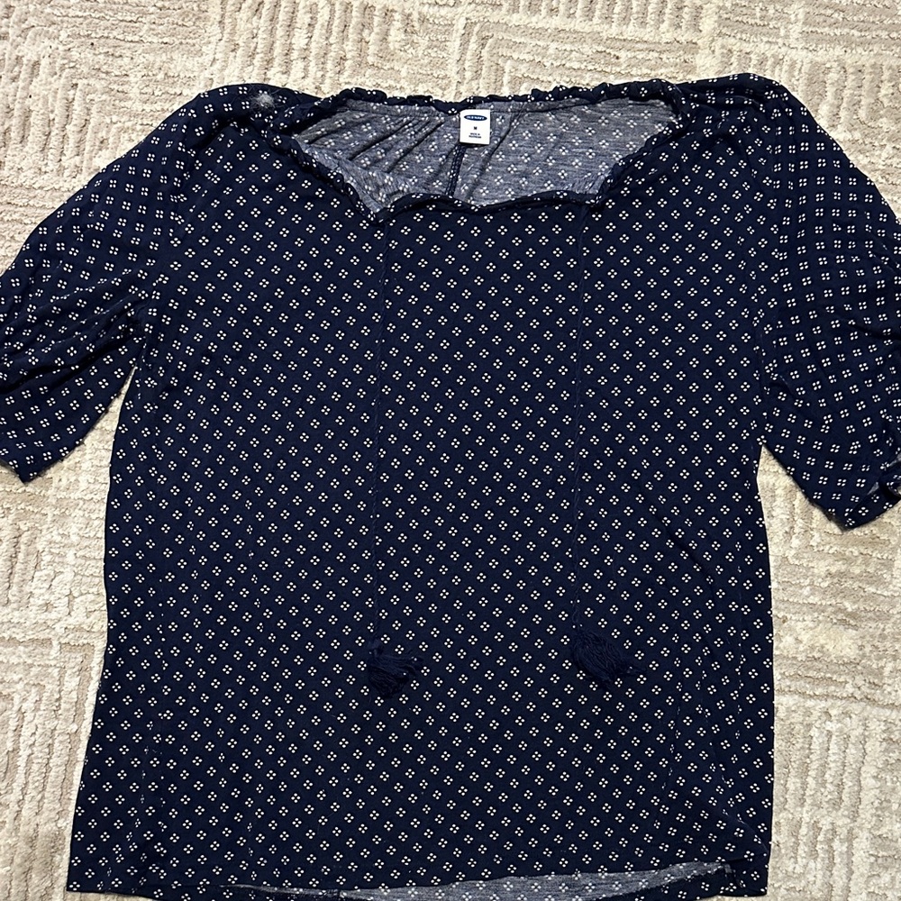 Old Navy Dark Blue Geometric Blouse